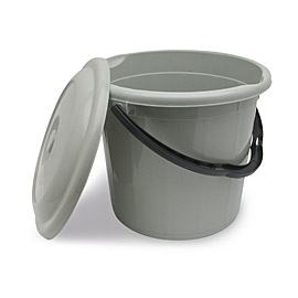 Bucket with handle and lid grey 10lt