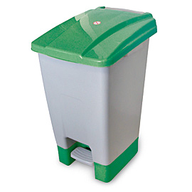 bin plastic with Pedal grey-green 70lt