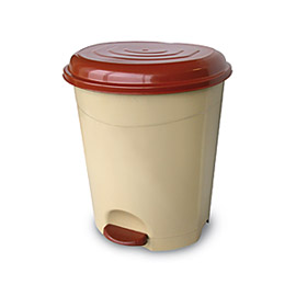 Paper Bin plastic WC Νο 6 with Pedal BEIGE-BROWN 6LT
