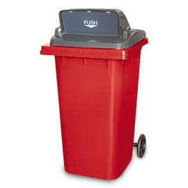 Bin Red with lid Grey Push without Pedal and Wreath Bag 240 lt