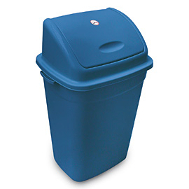 Bin with lid Push blue 50lt