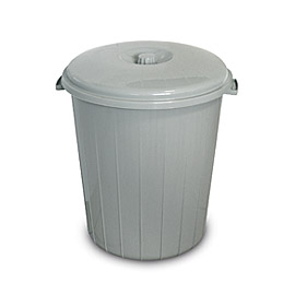 Waste bin Grey with lid & clips 35LT