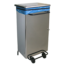 Bin INOX square wheeled with Pedal 90 lt