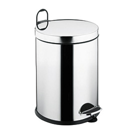 INOX paper bin with straight lid and pedal 8 lt Ø21 x 35 cm