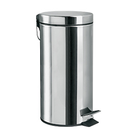INOX paper bin with straight lid and pedal 20 lt Ø29 x 44 cm