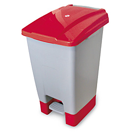 bin plastic with Pedal grey-red 70lt