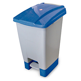 bin plastic with Pedal grey-blue 70lt