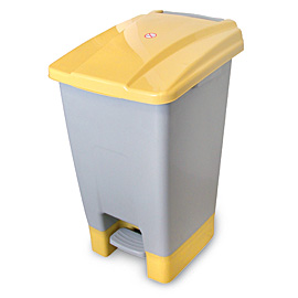 bin plastic with Pedal grey-yellow 70lt