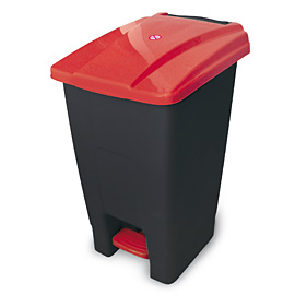 bin plastic with Pedal black-red 70lt