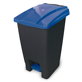 bin plastic with Pedal black-blue 70lt