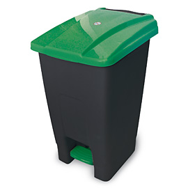 bin plastic with Pedal black-green 70lt