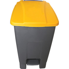 bin plastic with Pedal grey-yellow 50lt