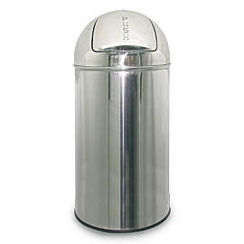 Push INOX paper bin with internal plastic bin 40L - O35 X 75CM