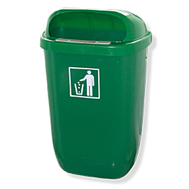 Paper Bin plastic with Wall Base exterior green 50lt