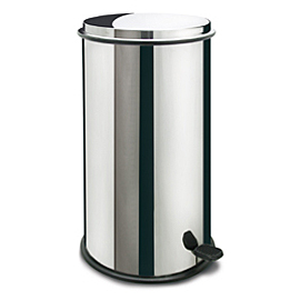 INOX paper bin with straight lid and pedal